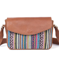 Mexico Jacquard & Leather Saddlebag Crossbody - Tan