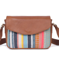 Mexico Jacquard & Leather Saddlebag Crossbody - Tan