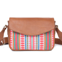 Mexico Jacquard & Leather Saddlebag Crossbody - Tan
