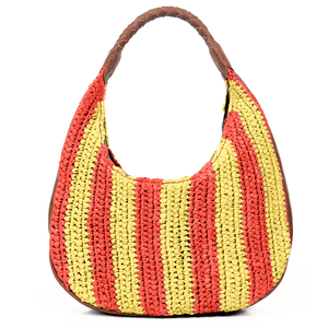 Willow Raffia Stripe Hobo Bag