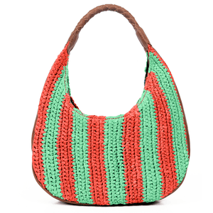Willow Raffia Stripe Hobo Bag