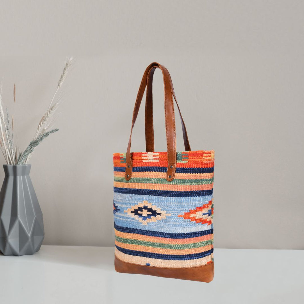 Nebraska Kilim Leather Tote Bag | ( LB-483 )