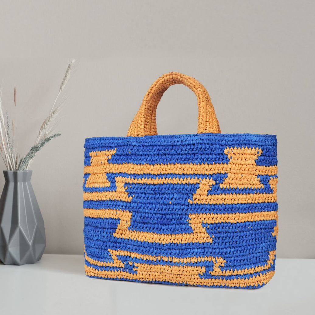 Rustic Raffia Aztec Tote