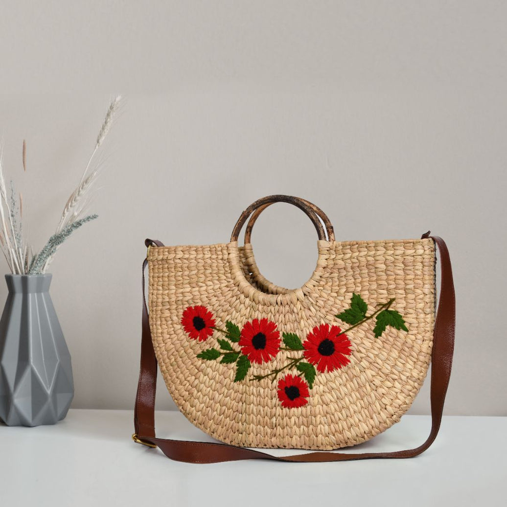 Nature Nest Shopper Handwoven Embroidered Handbag