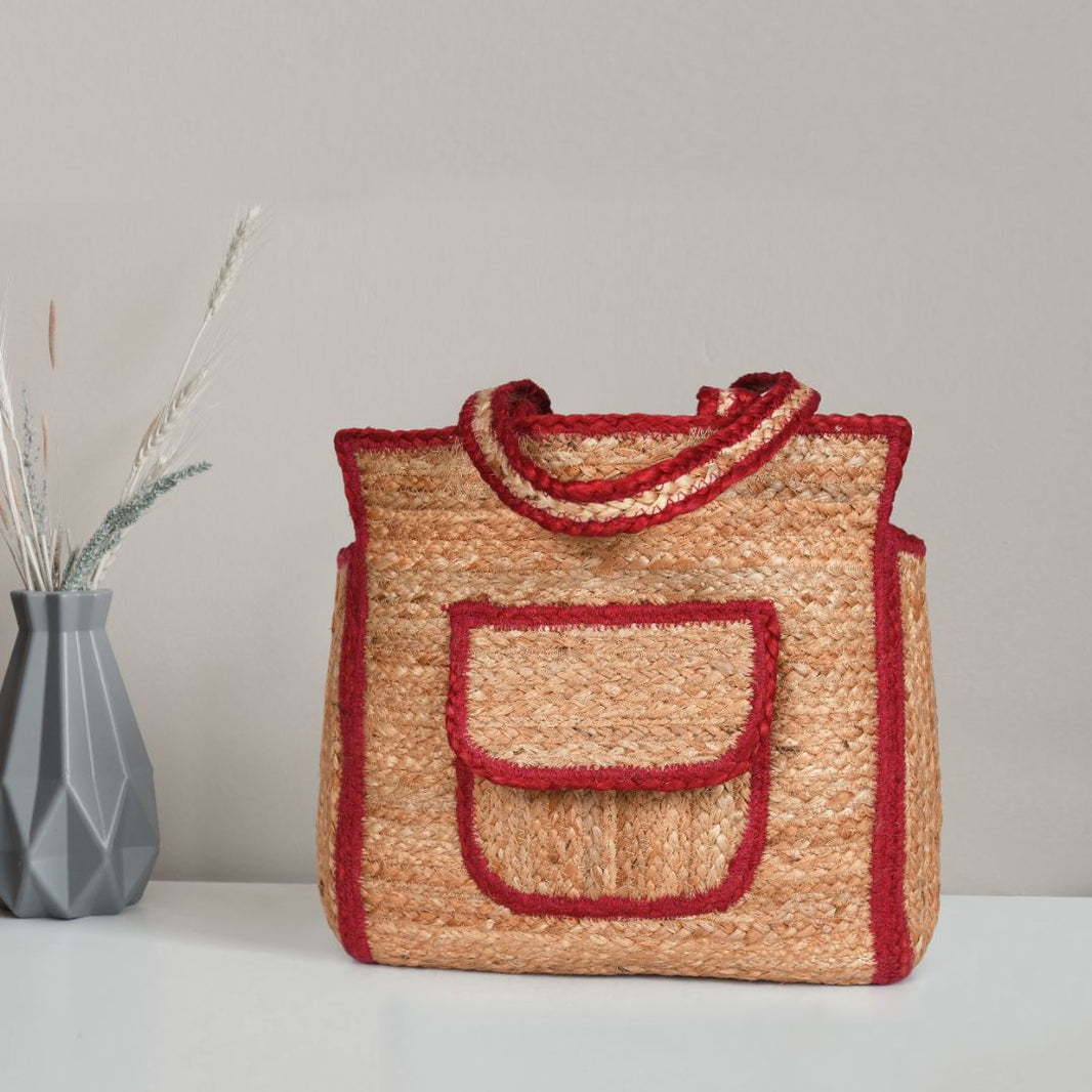 Urban Eco Jute Tote Bags - Red