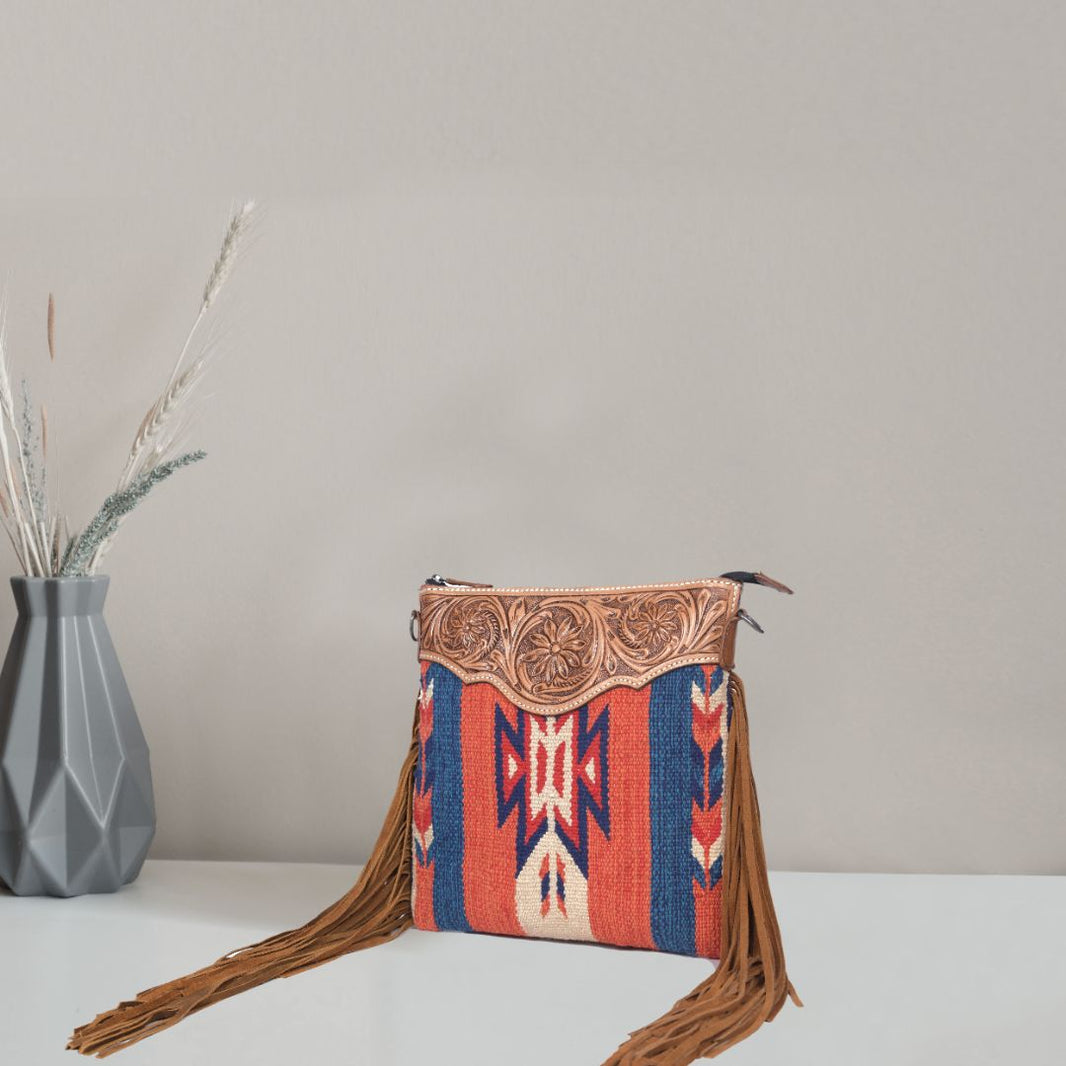 Dual Tooling Western Leather Crossbody | LB-648