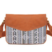 Mexico Jacquard & Leather Saddlebag Crossbody - Tan