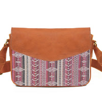 Mexico Jacquard & Leather Saddlebag Crossbody - Tan