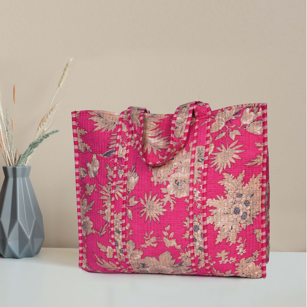 Quilted Cotton Tote Bags - Floral