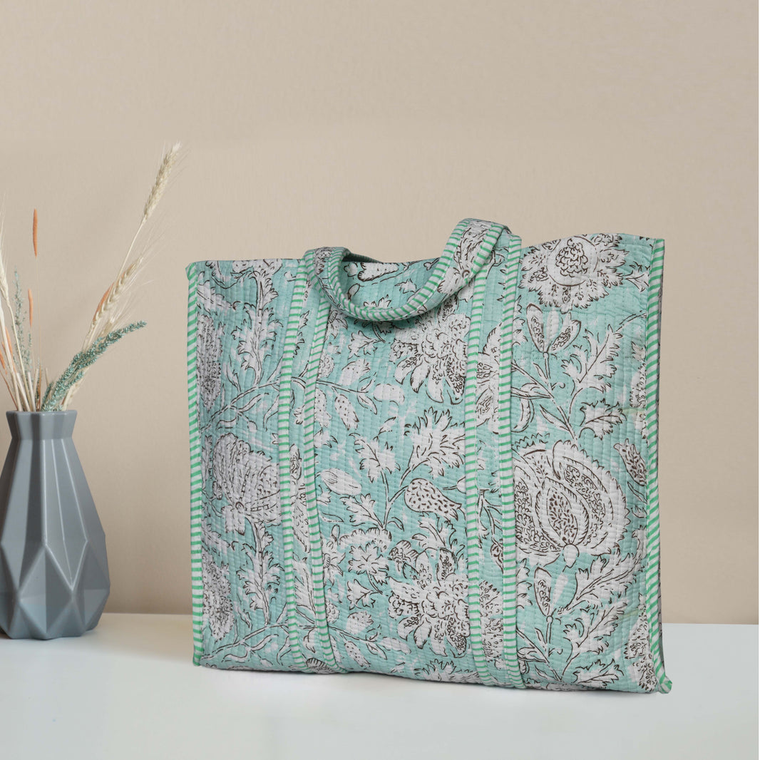 Quilted Cotton Tote Bags - Blue (Copy)