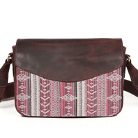 Mexico Jacquard & Leather Saddlebag Crossbody- Dark Brown