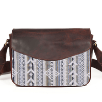 Mexico Jacquard & Leather Saddlebag Crossbody- Dark Brown