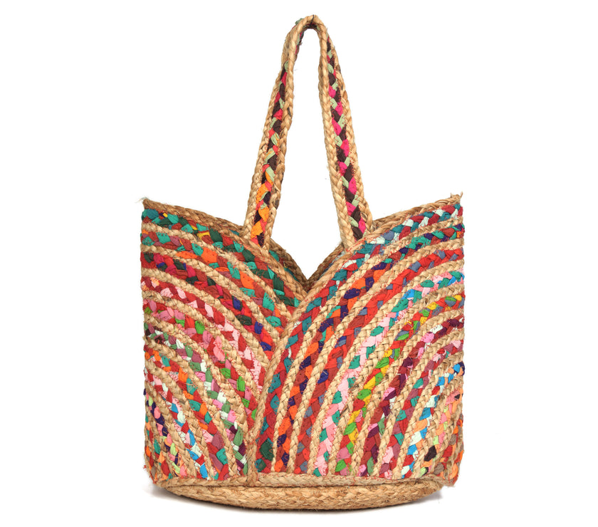 Nature's Carryall Recycled Jute Tote Bag Organic Multicolor | LB-666