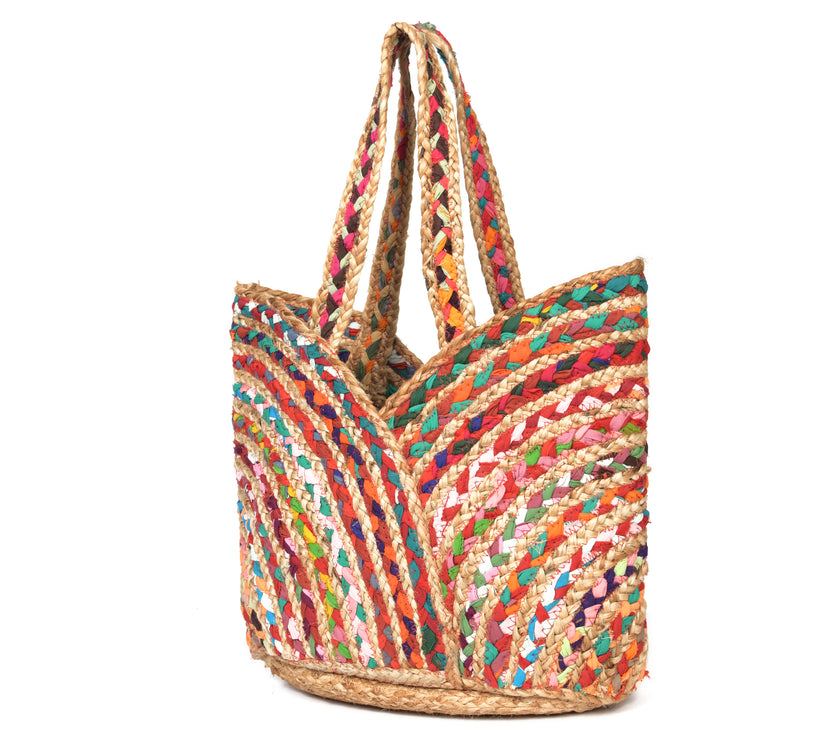 Nature's Carryall Recycled Jute Tote Bag Organic Multicolor | LB-666