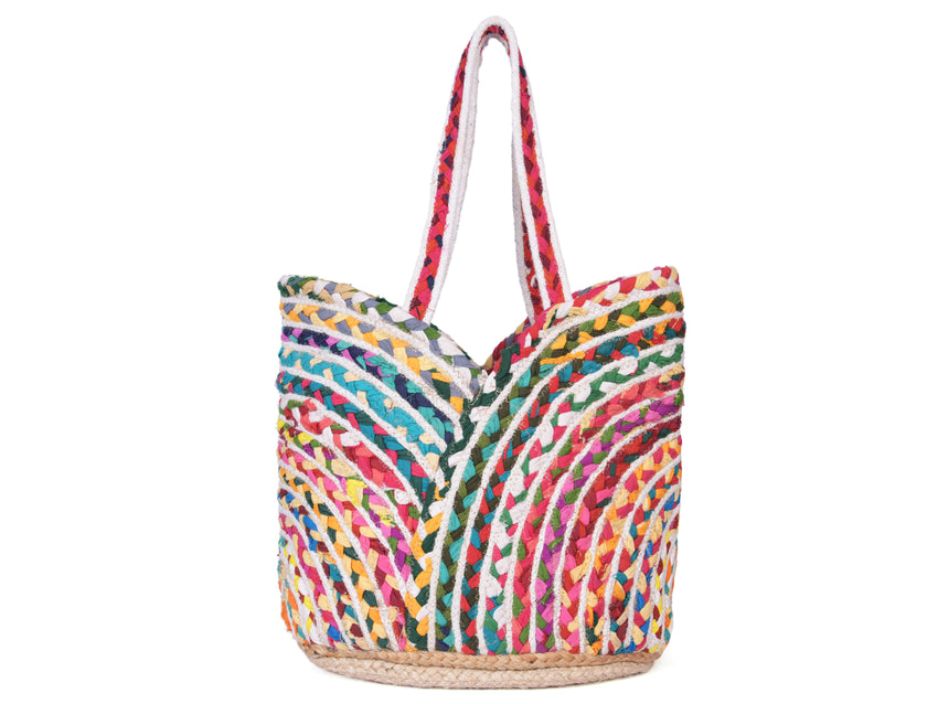 Nature's Carryall Recycled Jute Tote Bag Organic Multicolor | LB-666