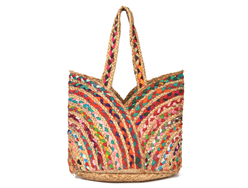 Nature's Carryall Recycled Jute Tote Bag Organic Multicolor | LB-666