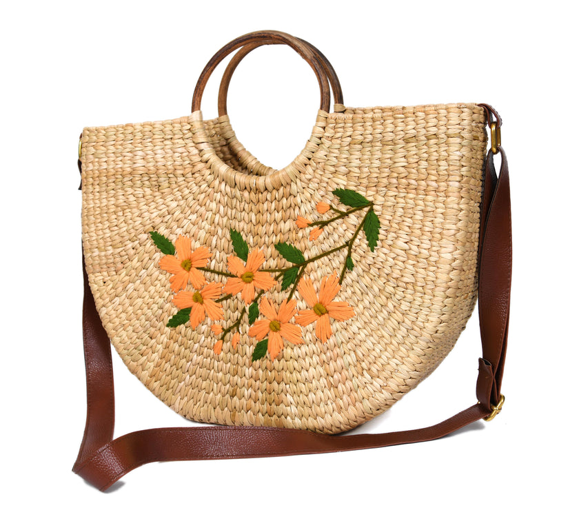 Nature Nest Shopper Handwoven Embroidered Handbag - LB848