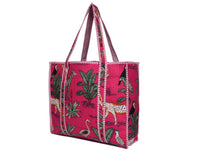 Quilted Safari  Cotton Cloth Tote Bag - Bright Pink