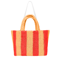 Lyra Raffia  Large Tote Bag Double Color Bag