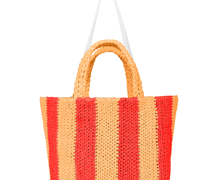 Lyra Raffia  Large Tote Bag Double Color Bag