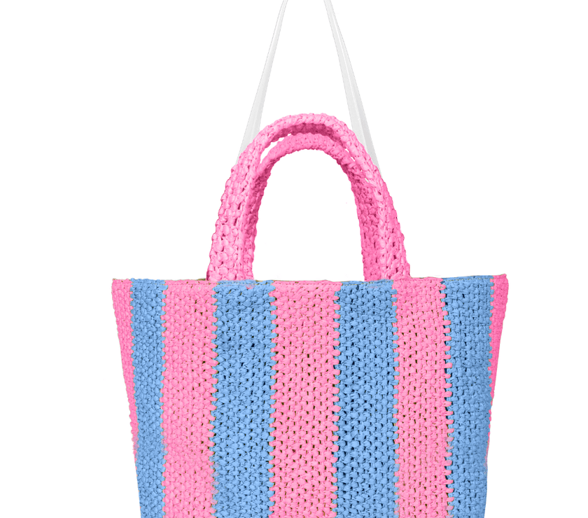 Lyra Raffia  Large Tote Bag Double Color Bag