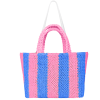 Lyra Raffia  Large Tote Bag Double Color Bag