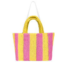 Lyra Raffia  Large Tote Bag Double Color Bag