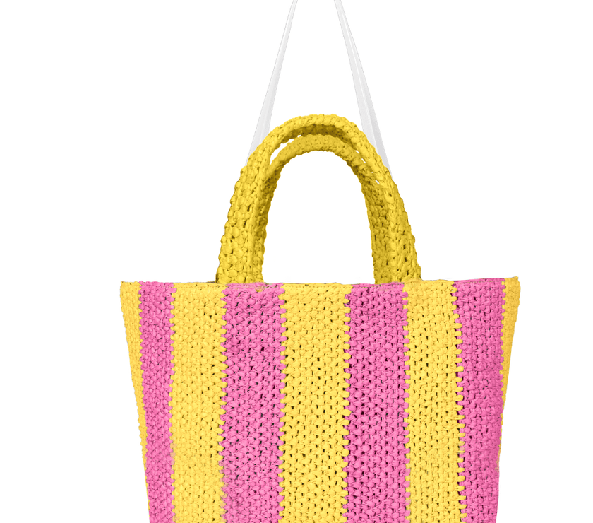 Lyra Raffia  Large Tote Bag Double Color Bag