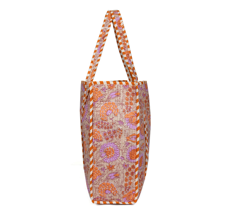 Quilted Cotton  Tote Bags - Lotus