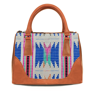 Arkansas Jacquard & Leather Satchel Purse - Tan