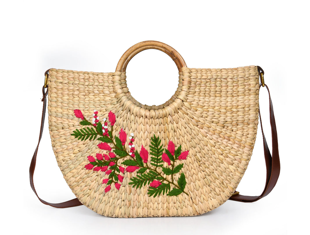 Nature Nest Shopper Handwoven Embroidered Handbag