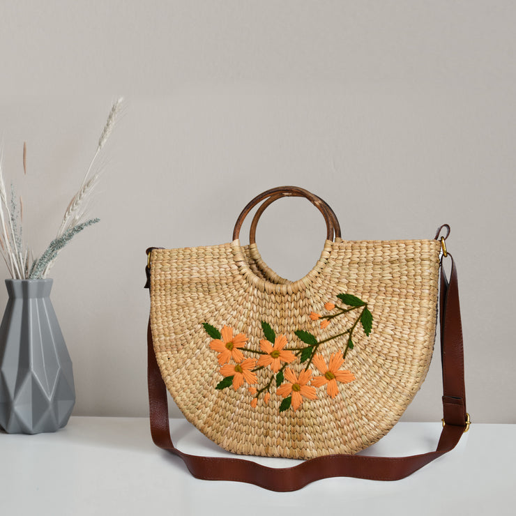 Nature Nest Shopper Handwoven Embroidered Handbag - LB848