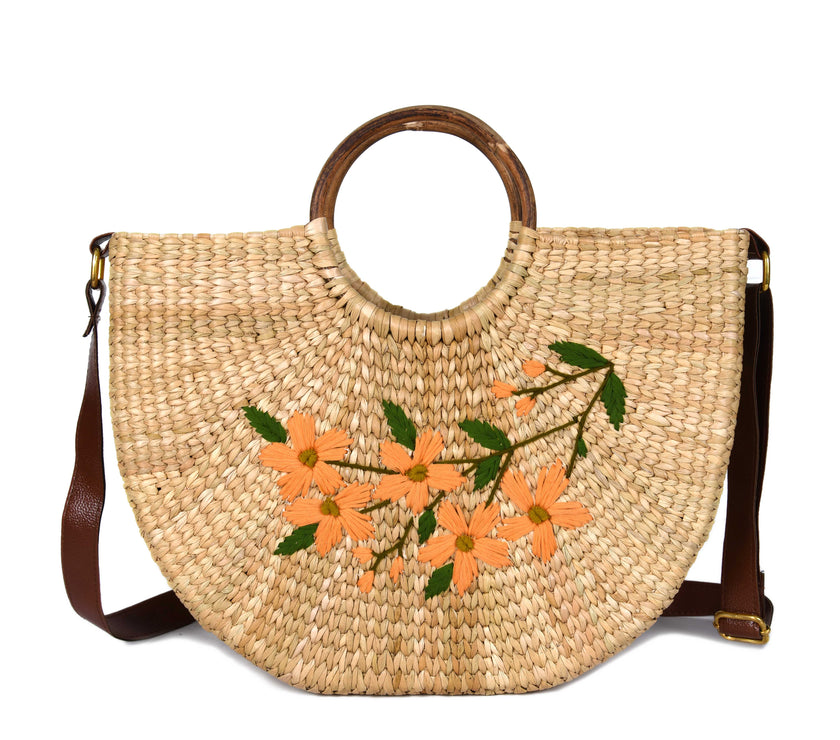 Nature Nest Shopper Handwoven Embroidered Handbag - LB848