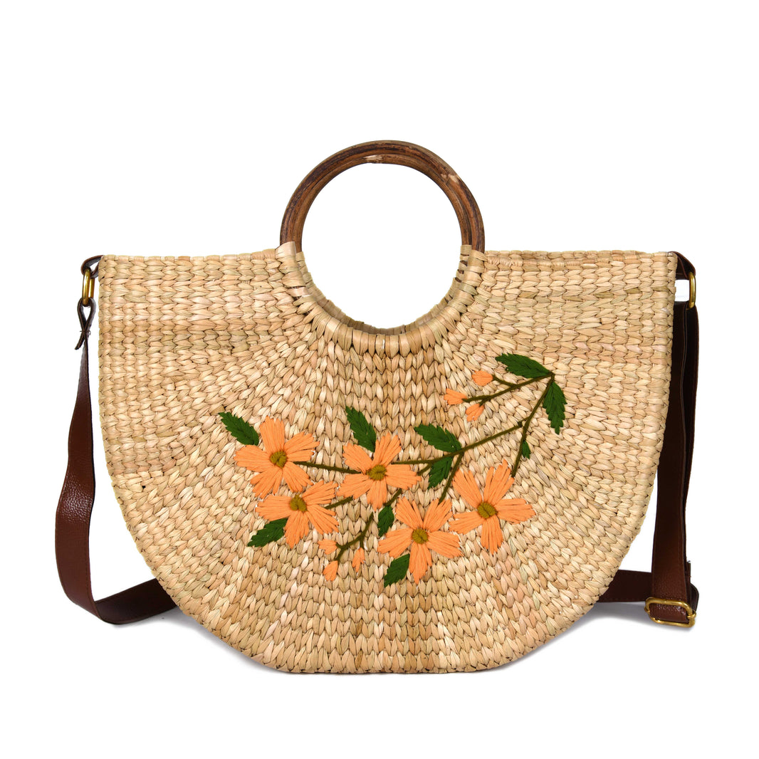 Nature Nest Shopper Handwoven Embroidered Handbag - LB848