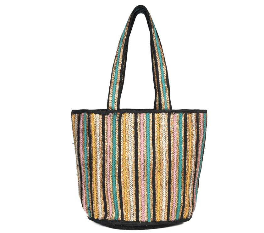 Grace Glow Jute Multicolor Tote Bag | LB-709