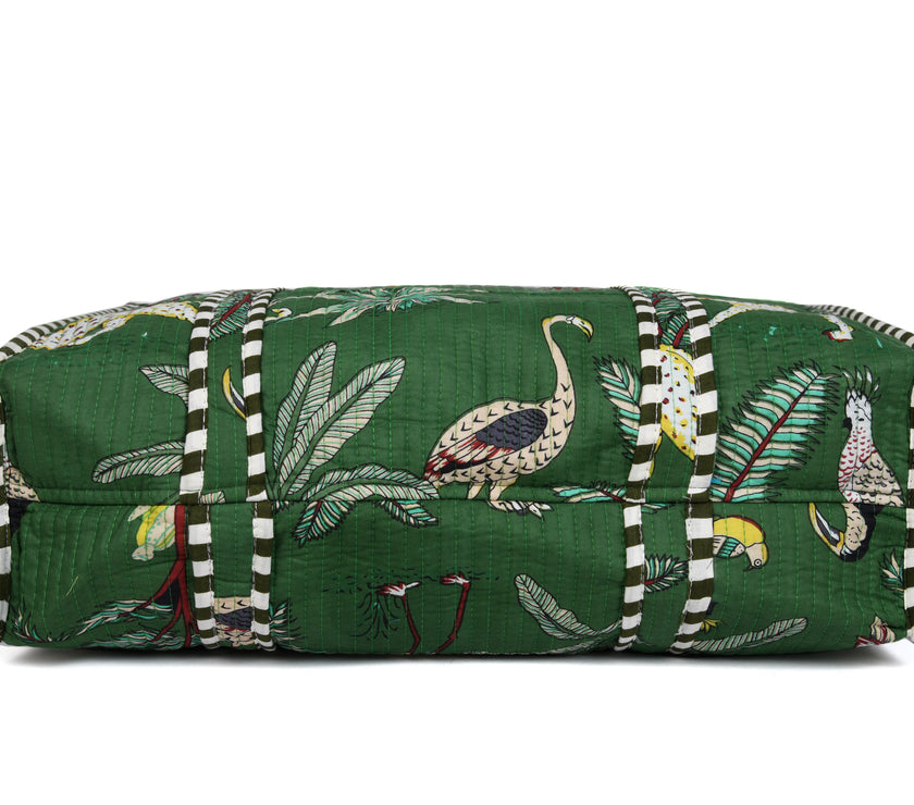 Quilted Safari  Cotton Cloth Tote Bag - Green