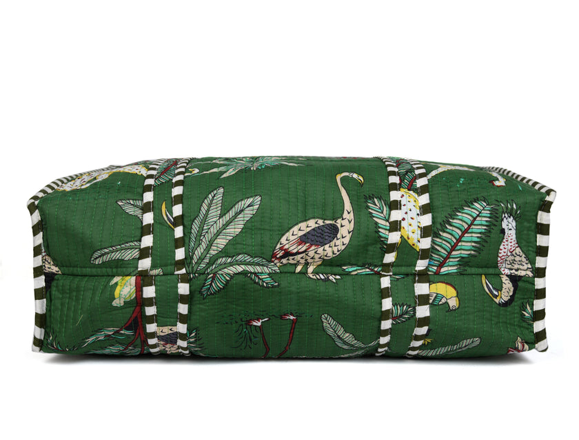 Quilted Safari  Cotton Cloth Tote Bag - Green