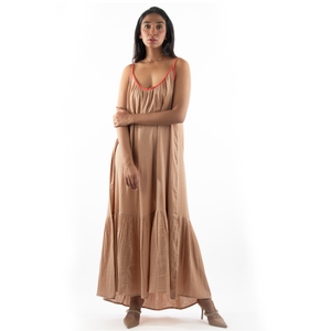 Flowy Double Gauze Maxi Dress with Contrast Straps