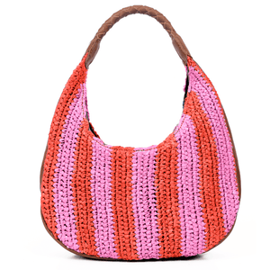 Willow Raffia Stripe Hobo Bag