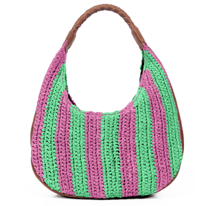 Willow Raffia Stripe Hobo Bag