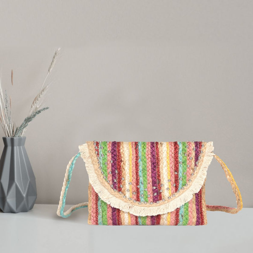 Handmade Jute Flap Crossbody | LB-747