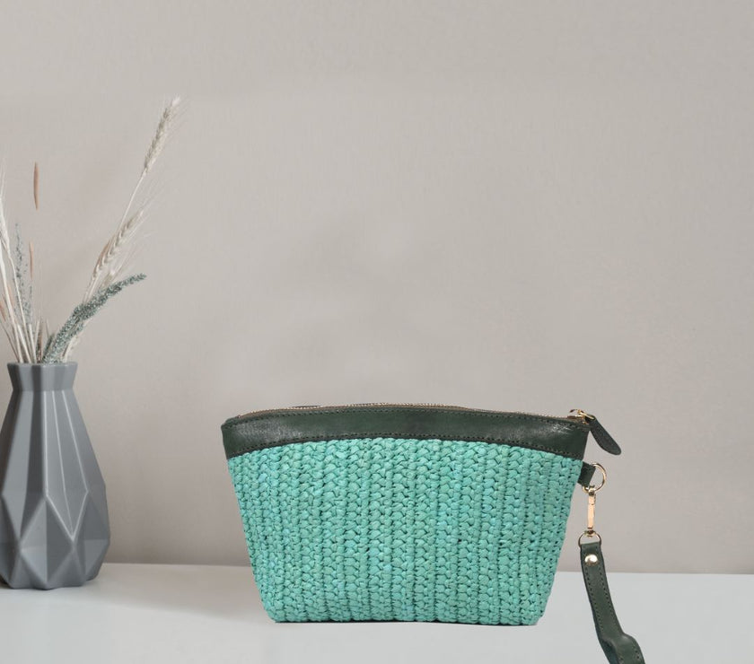 Raffia Leather Pouch | LB-762