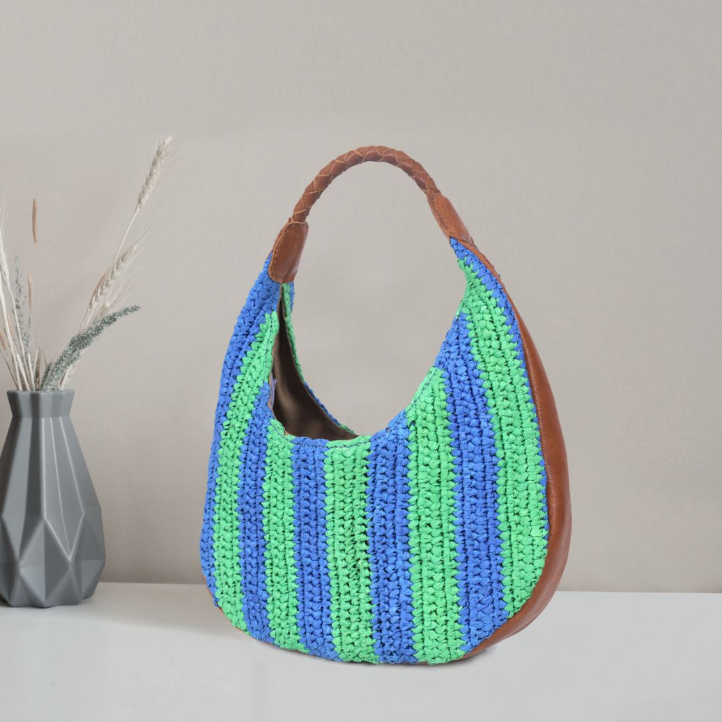 Willow Raffia Stripe Hobo Bag