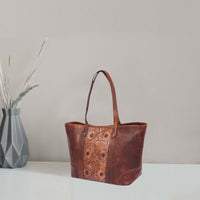 Iowa Hand-Tooled Leather Handbag