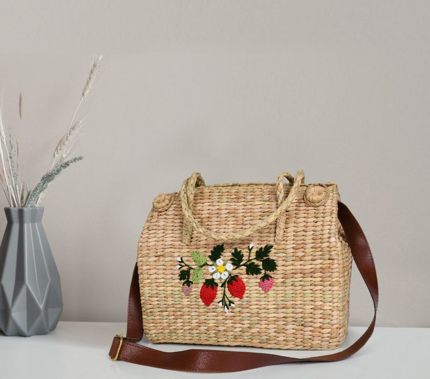 Nature Nest Shopper Handwoven Embroidered Handbag