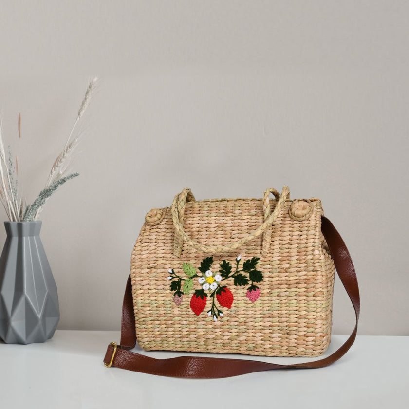 Nature Nest Shopper Handwoven Embroidered Handbag