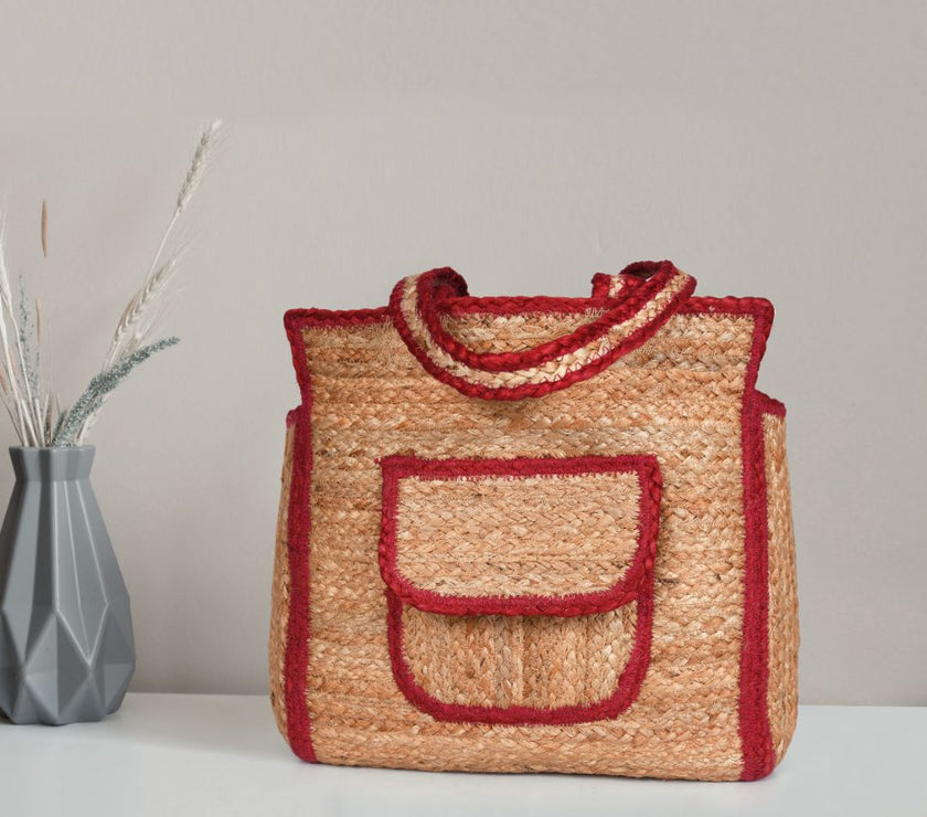 Urban Eco Jute  Tote Bags - Red