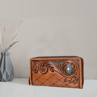 Kansas Hand-Tooled Zipper Wallet