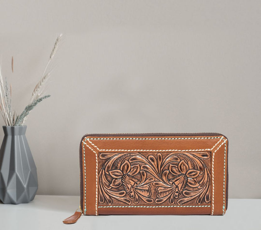 New Jersey Hand-Tooled Zipper Wallet | ( LC-168 )