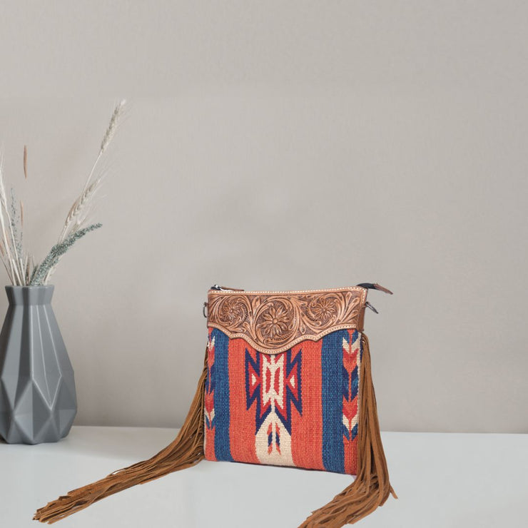 Dual Tooling Western Leather Crossbody | LB-648